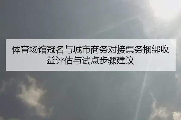 体育场馆冠名与城市商务对接票务捆绑收益评估与试点步骤建议
